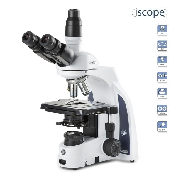 Euromex iScope 40X-2000X Trinocular Compound Microscope w/ Plan IOS Objectives IS1153-PLIB